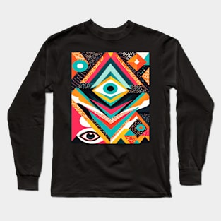 Abstract Geometric Colorful Pattern Long Sleeve T-Shirt